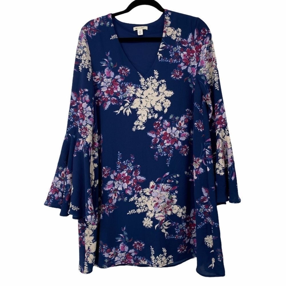 Miami Blue Lavender‎ Bell Sleeve V Neck Dress Womens XS